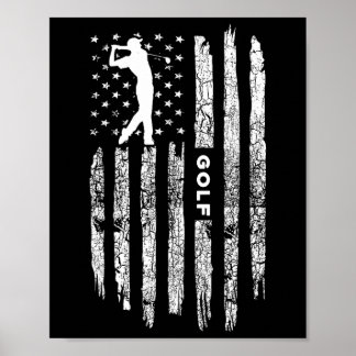 Poster American Flag Golf Clothing - Golfer Vintage Golf 