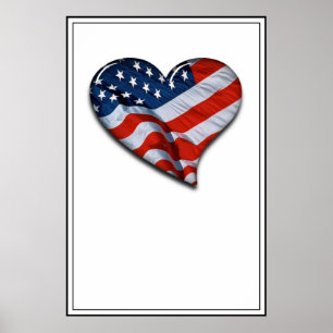 Poster American Flag Heart