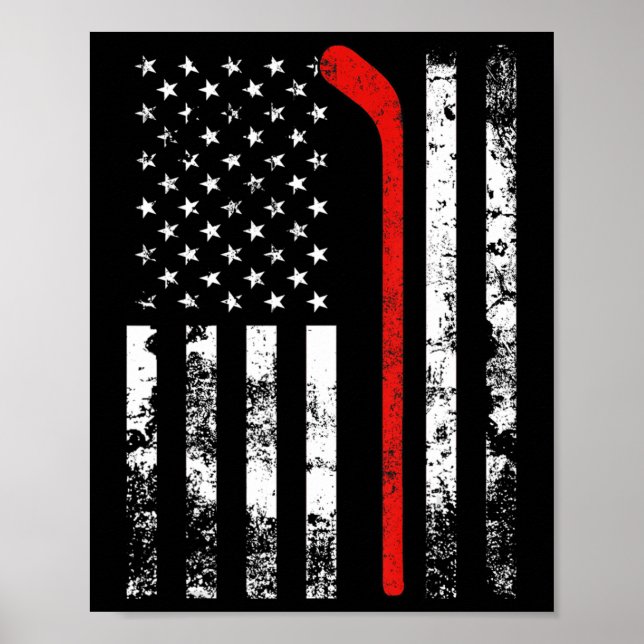 Poster American Flag Hockey USA Patriotic  (Frente)