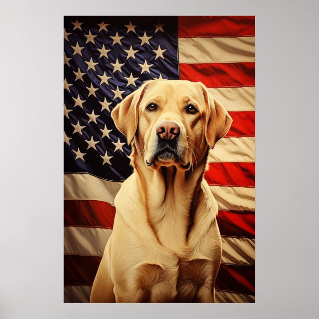 Poster American Flag Labrador (Frente)