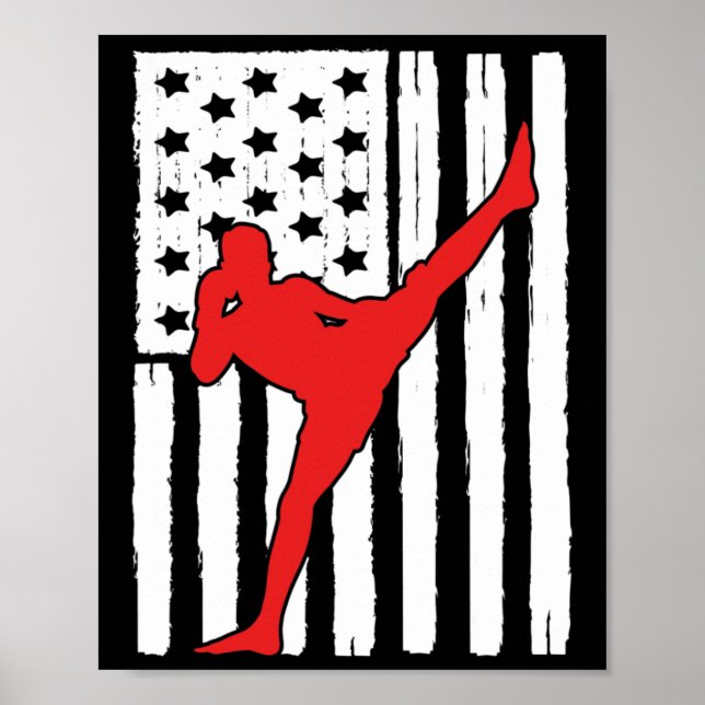 Poster American Flag Muay Thai Theme Graphic Design Kickb (Frente)