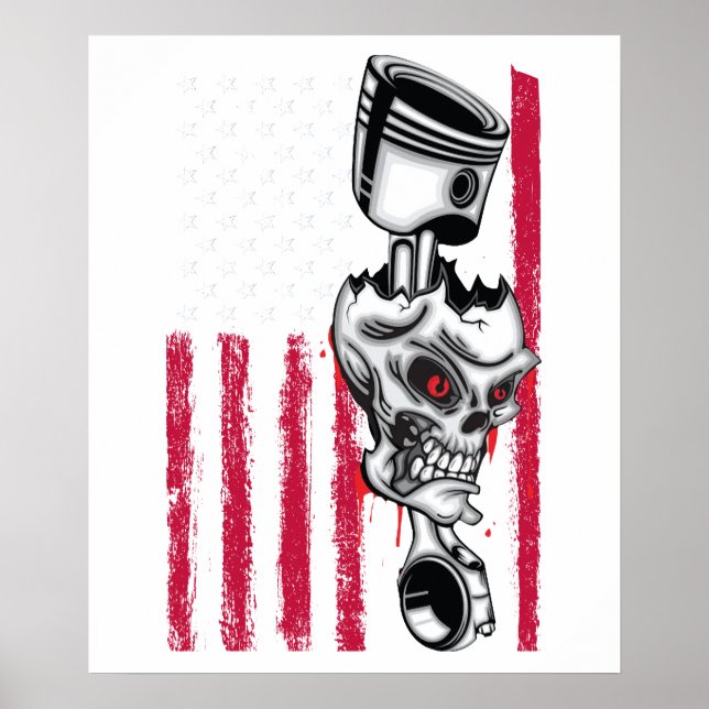 Poster American Flag Piston Muscle Car 5 (Frente)