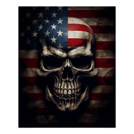 Pôster American Flag Skull