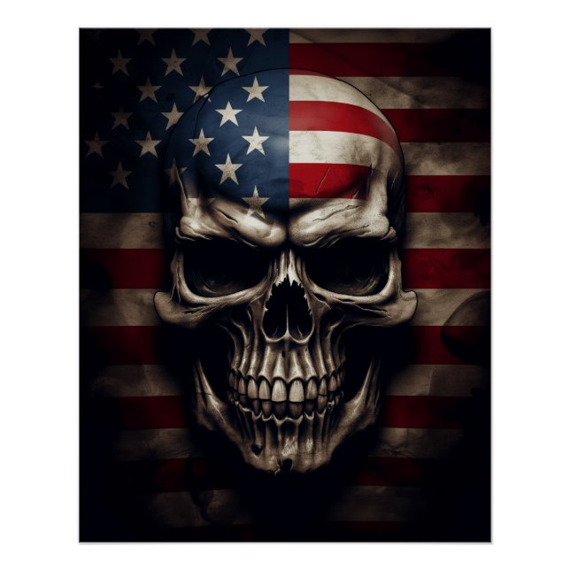 Pôster American Flag Skull (Frente)