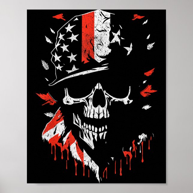Poster American Flag Skull Soldier Patriotic Military Gra (Frente)