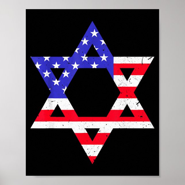 Poster American Flag Star Of David Jewish Hanukkah T Shir (Frente)