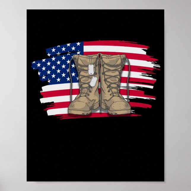 Poster American Flag Veteran Boots (Frente)