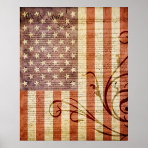 Pôster American Flag Vintage