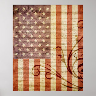 Pôster American Flag Vintage