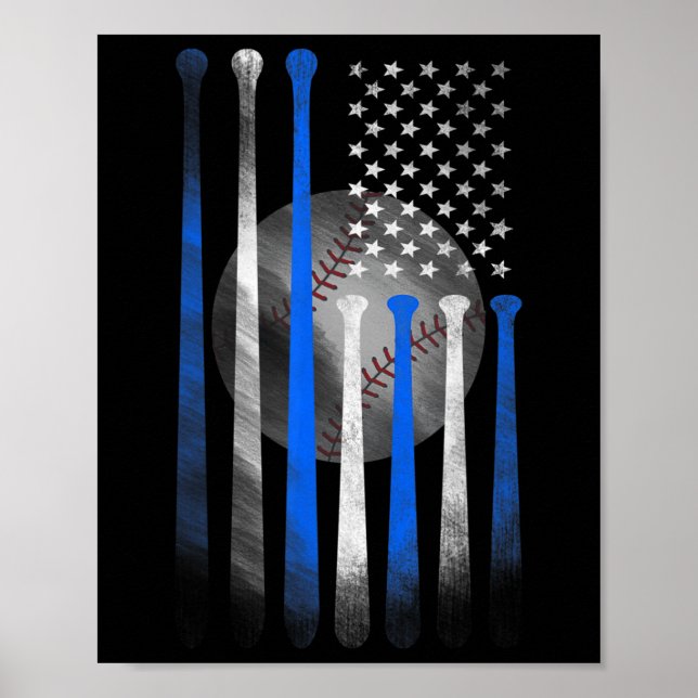 Poster American Flag Vintage Baseball Pai Mãe Kid (Frente)