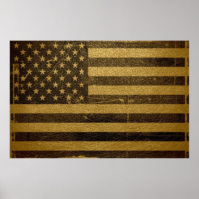 Pôster American Flag Vintage Leather (Frente)