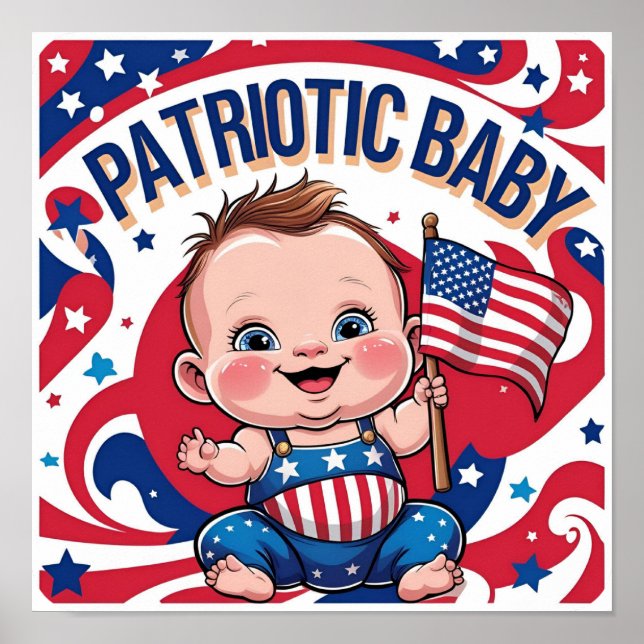 Poster American Flag Wall Art for Baby's Room (Frente)