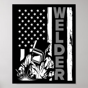 Poster American Flag Welder Funny Usa 4 De Julho Soldadur