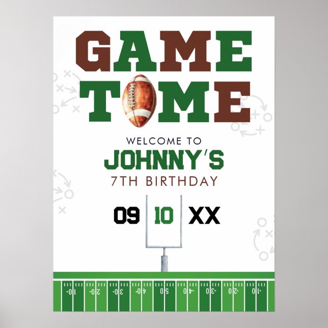 Poster American Football Birthday Welcome Sign (Frente)