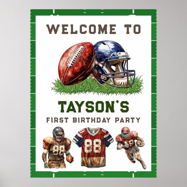 Poster American Football First Year Down 1st Birthday (Frente)