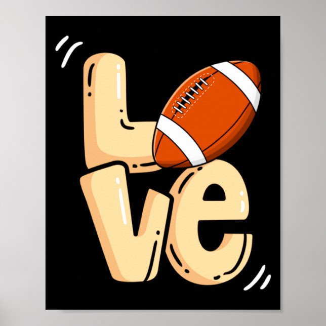 Poster American Football Love Valentines Rugby Srts Pl  (Frente)