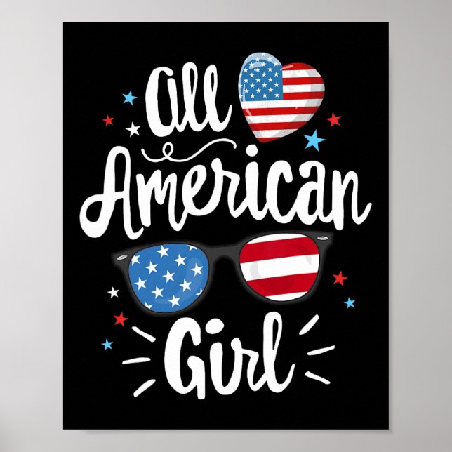 Poster American Girl Women American Flag 4 Of Julho Patr (Frente)