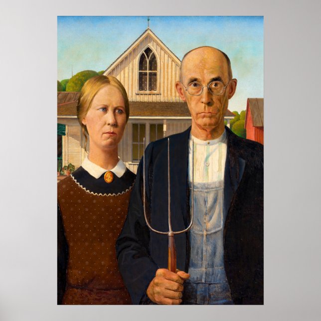 Poster American Gothic by Grant Wood (Frente)