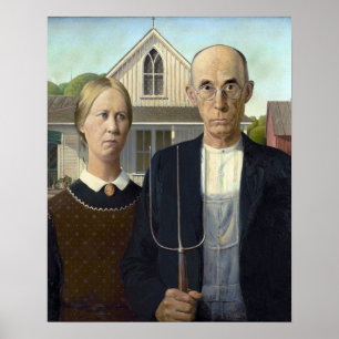 Pôster American Gothic por Grant DeVolson Wood