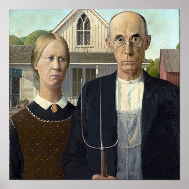Poster American Gothic por Grant DeVolson Wood (Frente)