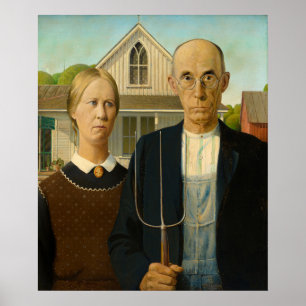 Poster American Gothic por Grant Wood