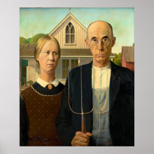 Poster American Gothic por Grant Wood (1930)