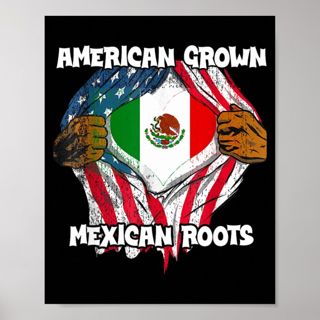 Poster American Grown Mexican Roots Mexico Country Lover  (Frente)