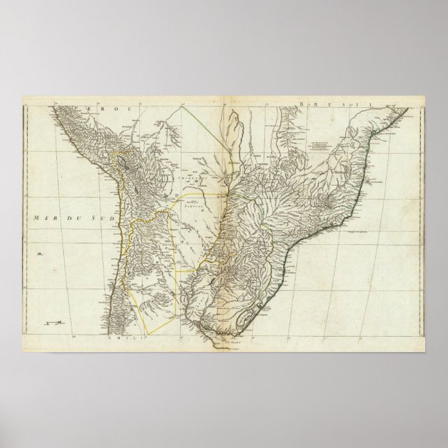 Pôster American Map - Seção Central Gravada (Frente)