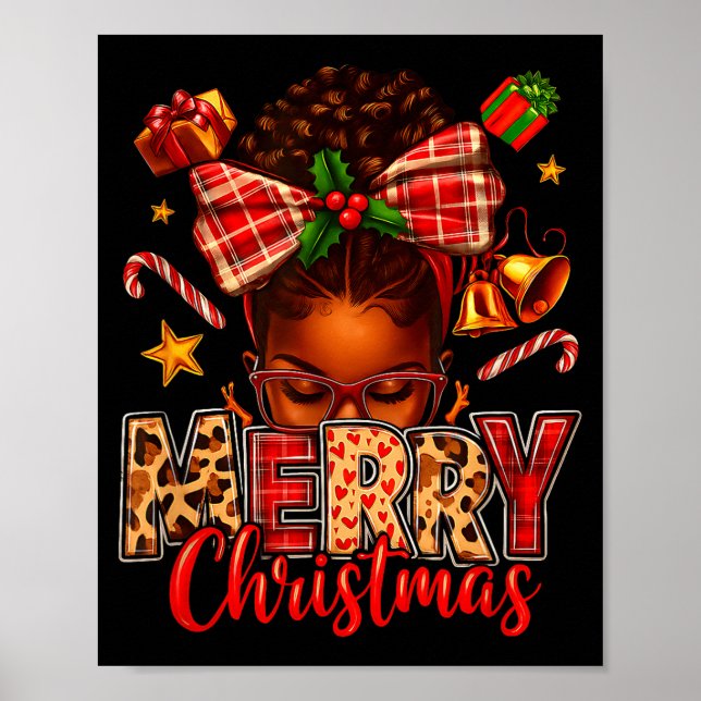 Poster American Melanin Afro Sleigh Queen Christmas Afric (Frente)