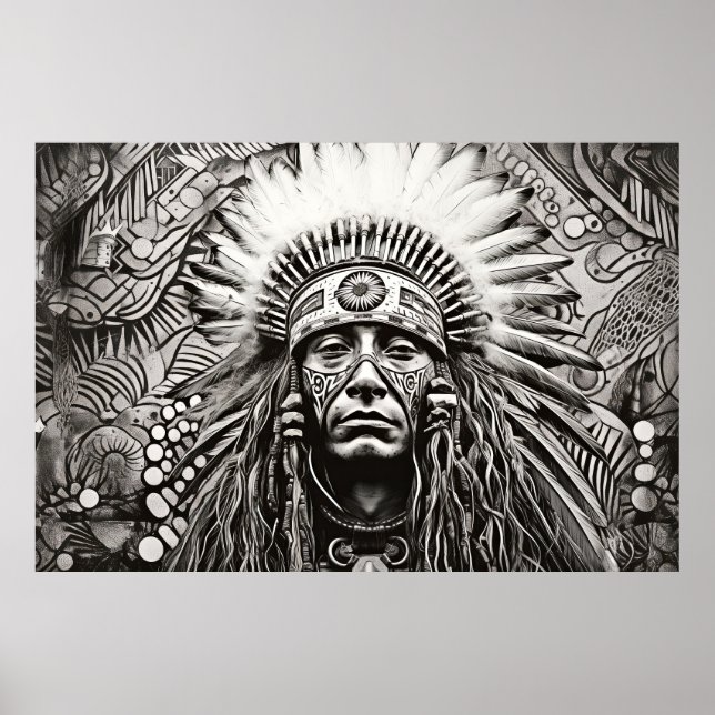 Poster American Native Indian Peaceful Nature Arte (Frente)