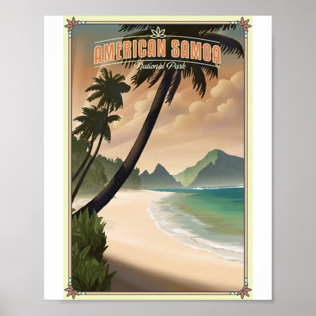 Poster American Samoa National Park Litho Trabalho de art (Frente)