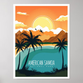 Poster American Samoa National Park Travel Illustration