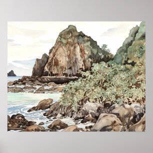 Poster American Samoa National Park Watercolor