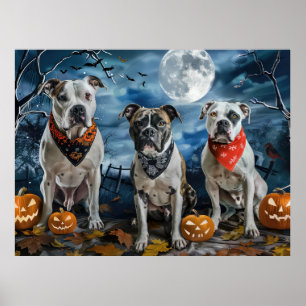 Poster American Staffordshire Halloween Spooky