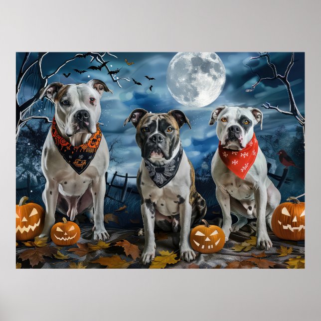 Poster American Staffordshire Halloween Spooky (Frente)