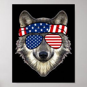 Poster American Sungles Wolf 4 De Julho Incrível Presente