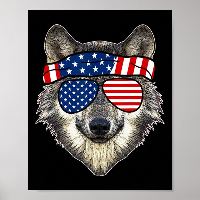 Poster American Sungles Wolf 4 De Julho Incrível Presente (Frente)