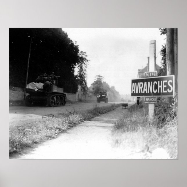 Pôster American Tanks in Avranches France World War II (Frente)