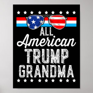 Poster American Trump Grandma American Flag Sungs Trump