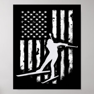 Poster American Usa Flag Nórdico Ski Legal Skier Gift Top