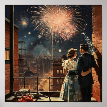 Americana Casal assistindo fogos de artifício no a