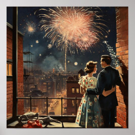Poster Americana Casal assistindo fogos de artifício no a