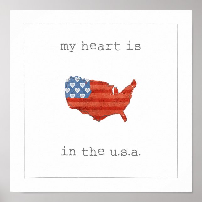 Poster Americana | My Heart Is In The USA Map (Frente)