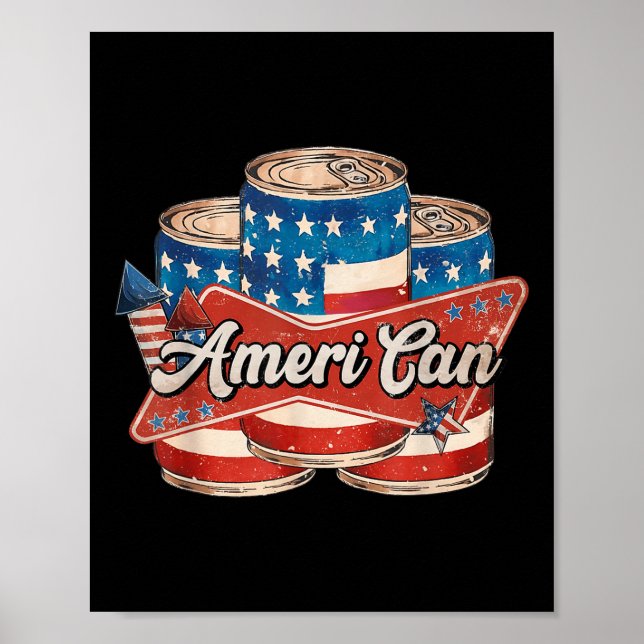 Poster Americano Ameri Can 4 de Julho Retro Usa Cerveja P (Frente)