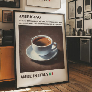 Poster Americano Café Wall Art, Italiano Espresso Beber