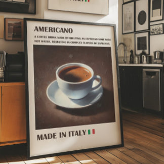 Poster Americano Café Wall Art, Italiano Espresso Beber
