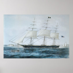 Poster Americano Clipper Ship Nightingale em Nova Iorque