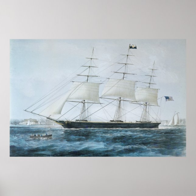 Poster Americano Clipper Ship Nightingale em Nova Iorque (Frente)