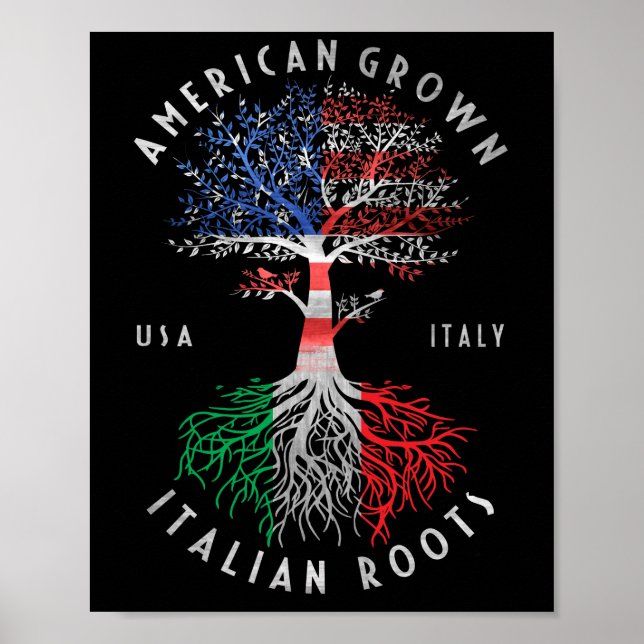 Poster Americano Cultivo Italiano Raízes Itália Bandeira  (Frente)