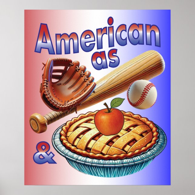 Poster Americano divertido como Beball e Apple Pie (Frente)